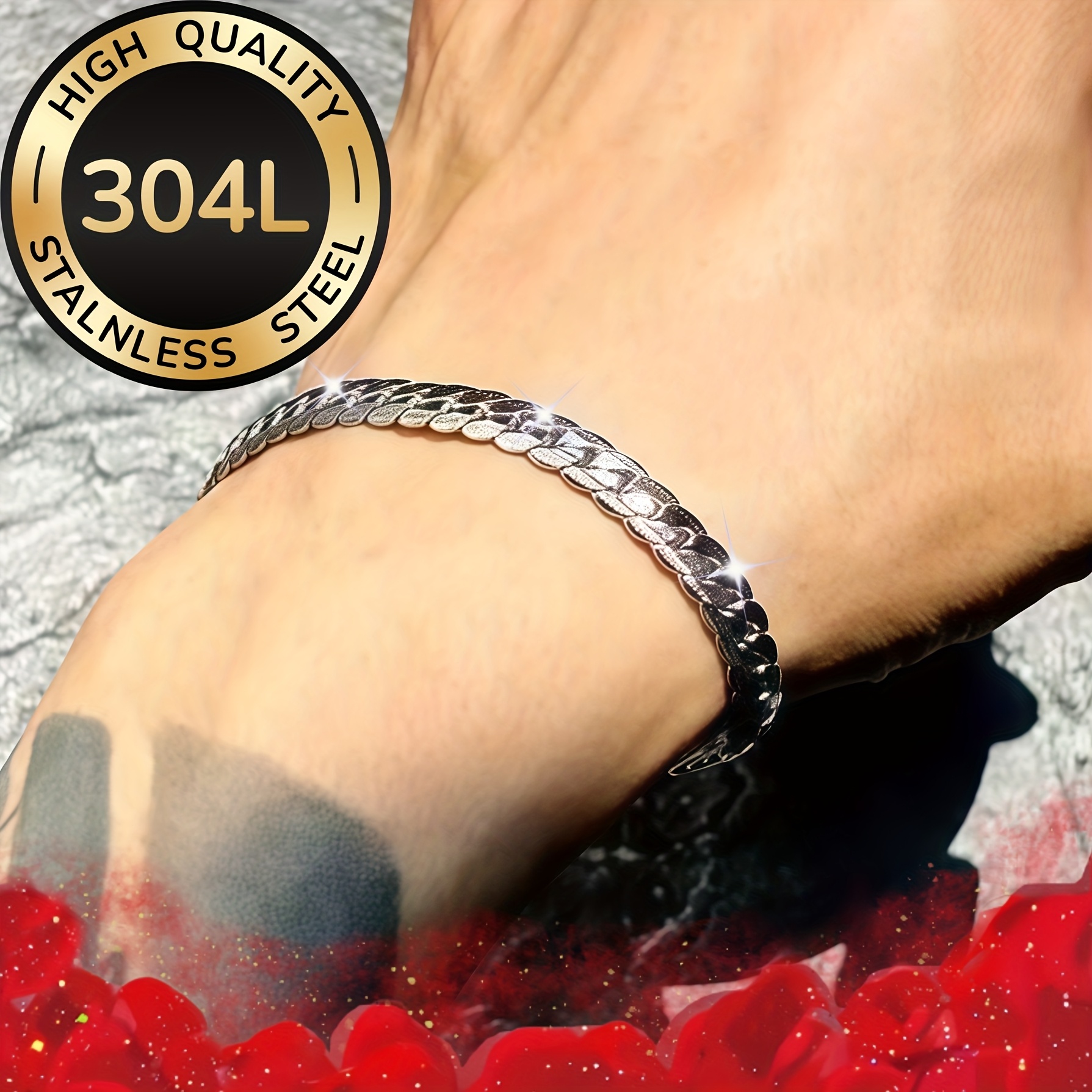 Women's NK Embossed Bracelet, Hip-hop K-POP Style